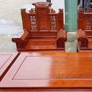 Bộ Bàn Ghế Âu Á Hộp Kiểu Cuốn Thư Gỗ Hương Vân Bộ 2m2 và 2m4
