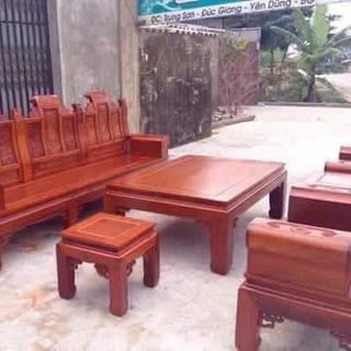 Bộ Bàn Ghế Âu Á Hộp Kiểu Cuốn Thư Gỗ Hương Vân Bộ 2m2 và 2m4