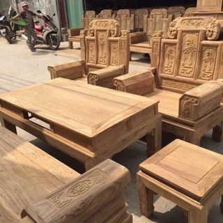 Bộ Bàn Ghế Như Ý Voi Hộp Gỗ Hương Vân Bộ 2m2 và 2m4