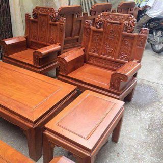 Bộ Bàn Ghế Như Ý Voi Hộp Gỗ Hương Vân Bộ 2m2 và 2m4
