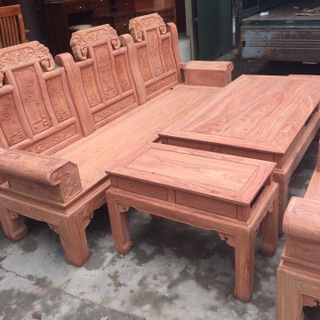 Bộ bàn ghế âu á hộp kiểu như ý voi gỗ hương đá