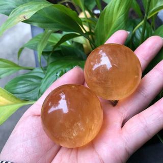 Combo hai quả cầu lăn tay thạch anh vàng - MSP 323