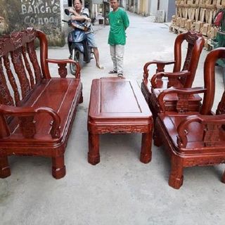 Bộ bàn ghế phòng khách minh quốc triện gỗ hương vân