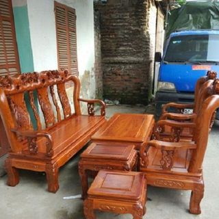 Bộ bàn ghế phòng khách kiểu hồng tàu gỗ hương vân