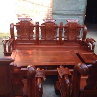 Bộ bàn ghế giả cổ tần thủy hoàng gỗ hương vân