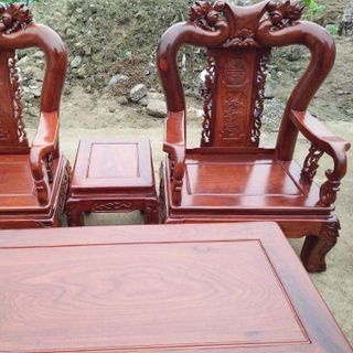 Bộ bàn ghế đồng kỳ minh quốc đào gỗ hương vân tay 10 và tay 12