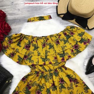 Jumpsuit hoa trễ vai bèo tầng️ Jump02