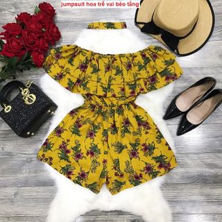 Jumpsuit hoa trễ vai bèo tầng️ Jump02