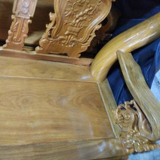 Bộ bàn ghế giả cổ trạm hoa lá tây tay 12