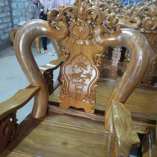 Bộ bàn ghế giả cổ trạm hoa lá tây tay 12