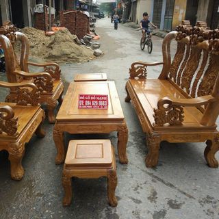 Bộ bàn ghế giả cổ trạm hoa lá tây tay 12