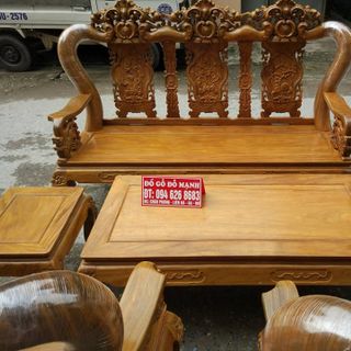 Bộ bàn ghế giả cổ trạm hoa lá tây tay 12
