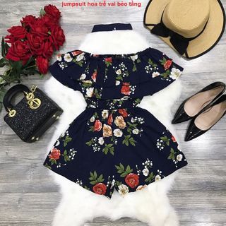 Jumpsuit hoa trễ vai bèo tầng️