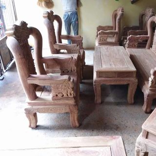 Bộ Bàn Ghế Minh Quốc Voi Gỗ Hương Vân