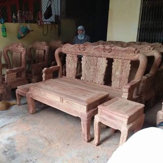 Bộ Bàn Ghế Minh Quốc Voi Gỗ Hương Vân