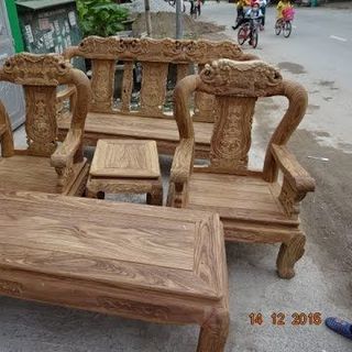 Bộ Bàn Ghế Minh Quốc Voi Gỗ Hương Vân
