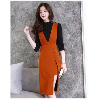 Chân Váy Yếm Xẻ tà Fashion