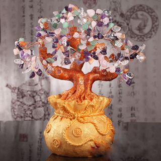 Cây Tài Lộc Đá Thạch Anh Ngũ Sắc 26cm