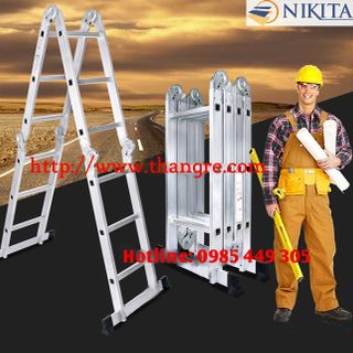 Thang nhôm gấp 4 đa năng Nikita cao 58m