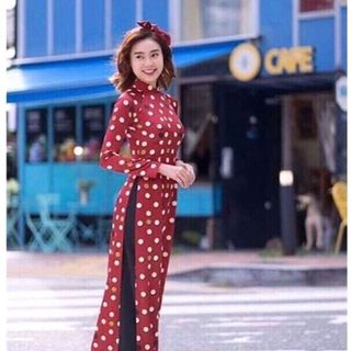 Áo dài cô ba sài gòn quần kèm băng đô