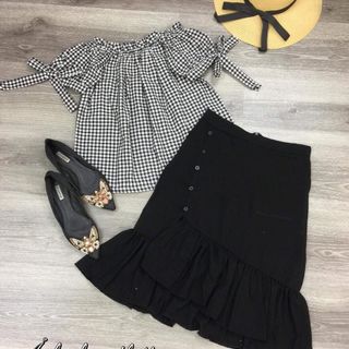 ẢNH CHỤP SET ÁO CARO CHÂN VÁY ĐUÔI CÁ