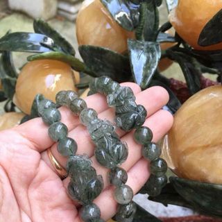 Vòng tay tỳ hưu thạch anh tóc xanh - MSP 376