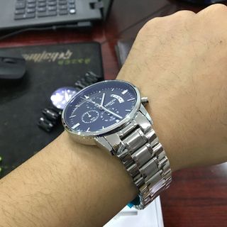 Đồng hồ nam NIBOSI 1985 dây bạc mặt đen