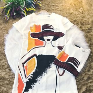 Đầm suông in cô gái màu siêu cute