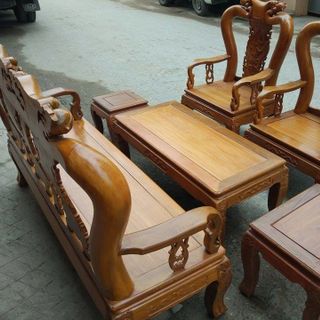 Bộ bàn ghế minh quốc đào gỗ nghiến tay 10 và tay 12