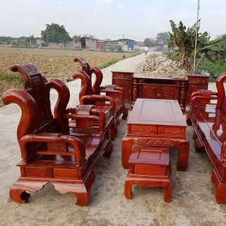 Bộ bàn ghế tần thủy hoàng tay 10 và tay 12 gỗ xà cừ