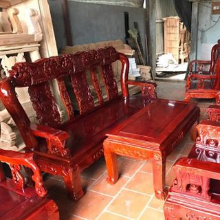 Bộ bàn ghế đồng kỵ minh quốc voi gỗ xà cừ Tay 10 và Tay 12