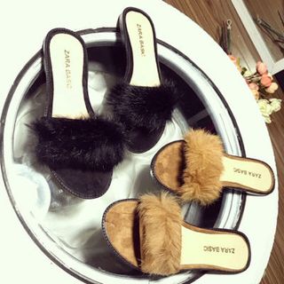 dép quai ngang lông