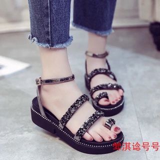 giày sandal đế thấp kim tuyến