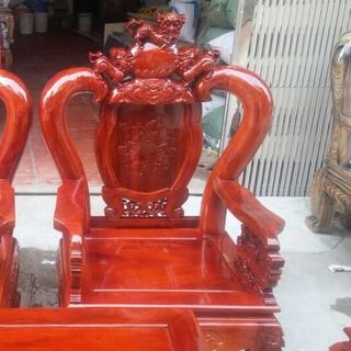 Bộ bàn ghế nghê đỉnh gỗ xà cừ tay 10 và tay 12
