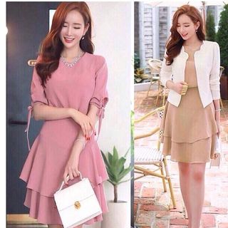 Đầm xếp tầng tiểu thư