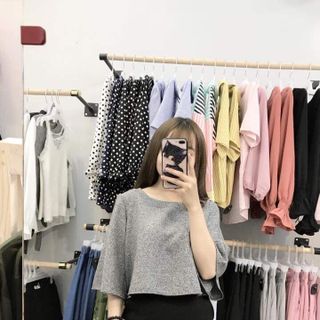 Áo kiểu nữ bố kim tuyến màu xám