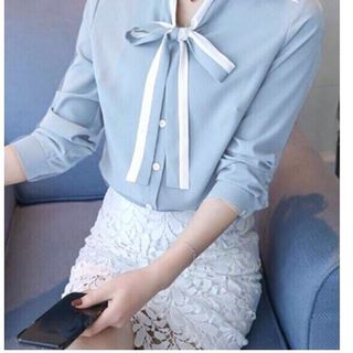 Áo Kiểu Phối Nơ Fashion