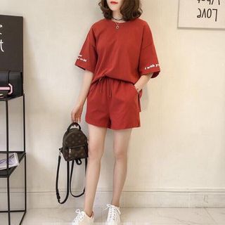 SET ÁO IN CHỮ TAY PHỐI QUẦN SHORT