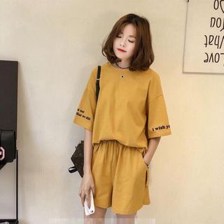 SET ÁO IN CHỮ TAY PHỐI QUẦN SHORT