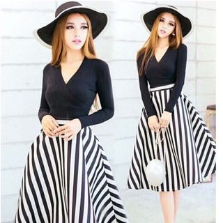 Chân Váy Xoè Sọc Sena Fashion