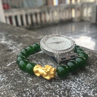 Vòng tay mã não xanh lý mix tỳ hưu - MSP 439