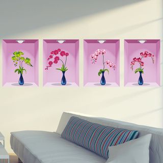 Decal 4 Chậu Hoa 3D