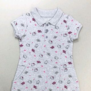 Đầm thun cổ bẻ bé gái in Kitty Size 6-14t Hàng Viet nam I love Next
