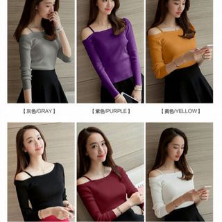 áo len lệch vai