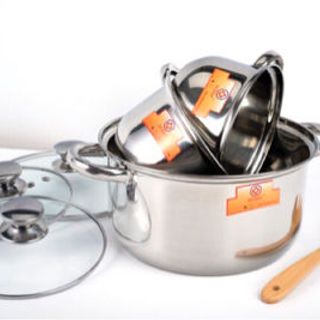 Bộ 3 Nồi Inox MEIMAN nắp kiếng