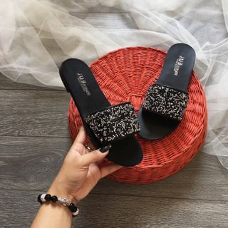dép xẹp bản ngang kim tuyên