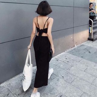 Áo crop nơ lưng - quần tây