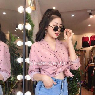 sơ mi cổ bẻ mẫu chấm bi