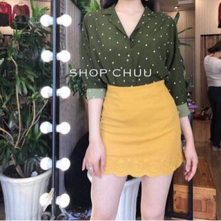 sơ mi cổ bẻ mẫu chấm bi