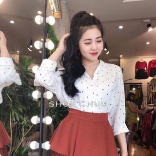 sơ mi cổ bẻ mẫu chấm bi